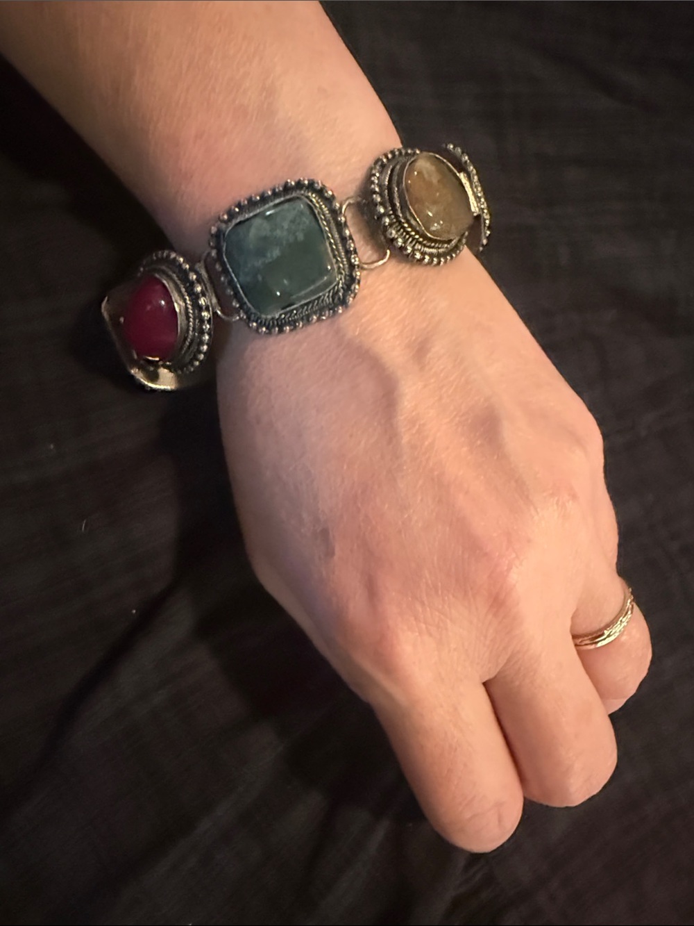 Boho Stone Link Statement Bracelet - Picture 7 of 10